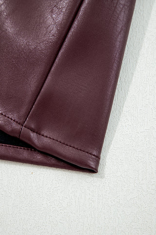 Wild Ginger  Faux Leather Sleeveless Round Neck Mini Dress