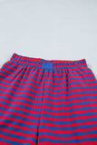 Striped Ribbed Short Sleeve T-Shirt and Shorts Set- 3 Colors