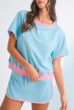 *Pre-Order* Color Block Drop Shoulder T-Shirt and Skort Set- 5 Colors