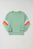 Striped Arm Drop Sleeve Loose Sweatshirt- 2 Colors