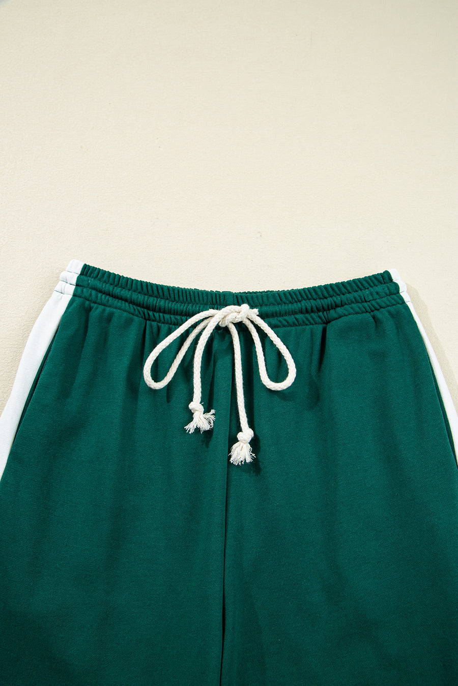 Green Varsity Striped Pullover Top & Loose Drawstring Pants Set