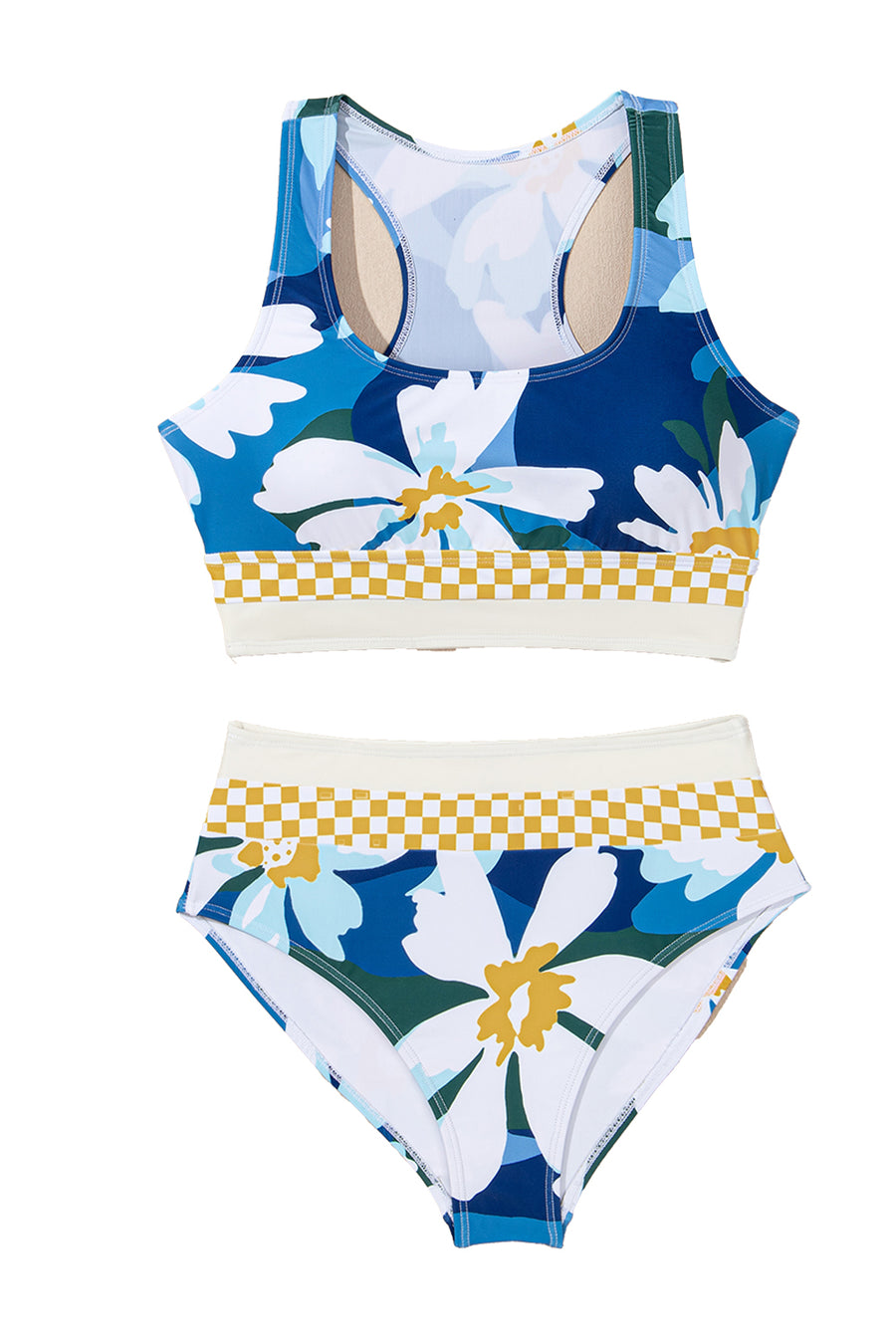 Floral Print Cutout Racerback High-Waist Tankini- 2 Styles