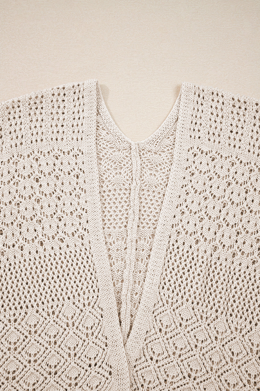 Redwood Burl Mix Pattern Hollow Knit Open Front Cardigan