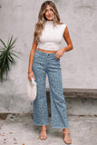 Print Frayed Edge Wide Leg High-Waist Jeans- 7 Styles