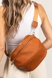 PU Leather Double Zipper Crossbody Bag- 3 Colors
