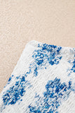 Blue Multi and White Floral Print Smocked Tie Strap Sleeveless Midi Dress