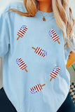 Light Blue American Flag Sequin Popsicle T-Shirt