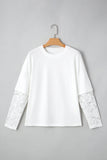 Lace Long Sleeve Drop Shoulder T-Shirt- 2 Colors