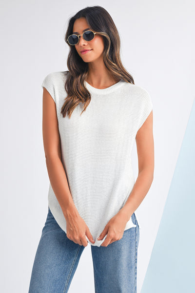 Solid Color Slit Hem Knit Top- 3 Colors