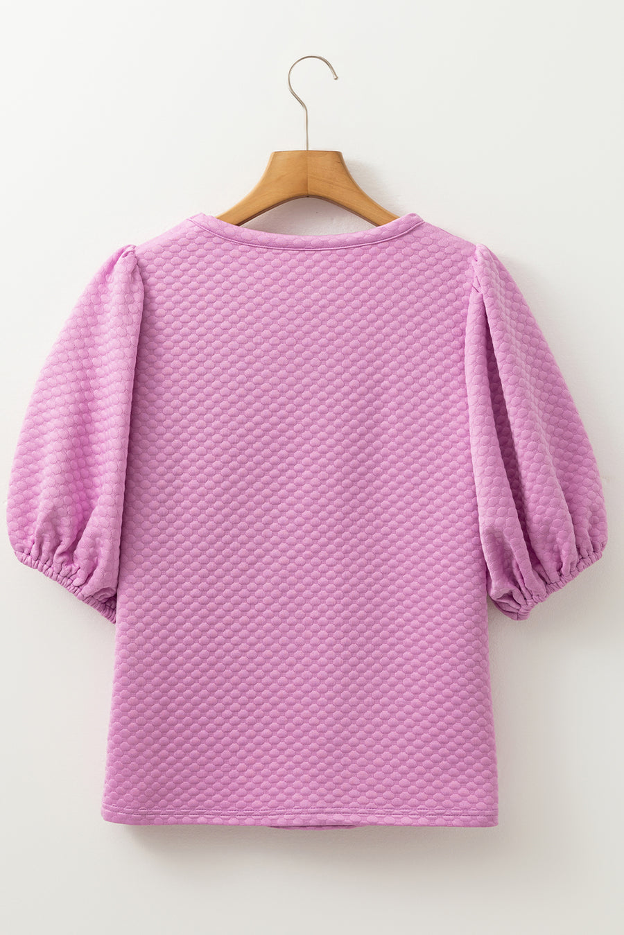 Orchid Textured Crew Neck Puff Sleeve Blouse
