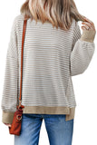 Striped Ribbed Exposed Seam Long Sleeve Oversized Top- 3 Colors