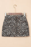 Leopard Print Denim Mini Skirt