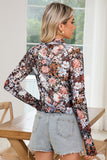 Floral Mock Neck Long Sleeve Mesh Blouse- 2 Colors