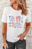 White Oh My Stars Patchwork Print Graphic T-Shirt