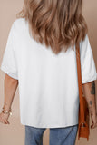White American Sequin Bow Oversized Graphic T-Shirt