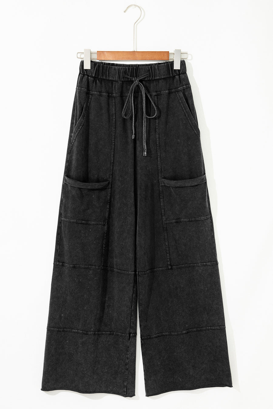 Mineral Wash Exposed Seam Wide Leg Cargo Pants- 3 Colors
