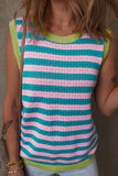 Striped Contrast Trim Sleeveless Sweater Vest- 3 Colors