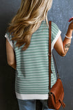 Striped Contrast Trim Sleeveless Collared Sweater- 3 Colors
