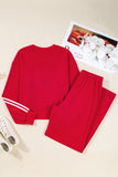 Varsity Striped Cropped Sweatshirt and Wide Leg Pants Matching Set- 5 Colors