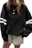 Varsity Striped Sleeve Loose Fit Sweatshirt- 8 Colors