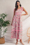 Floral Lace Tied Strap Empire Waist Maxi Dress- 2 Colors