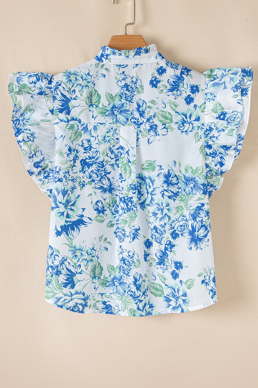 Floral Ruffle Sleeve Frilly Button-Up Blouse- 2 Colors