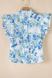 Floral Ruffle Sleeve Frilly Button-Up Blouse- 2 Colors