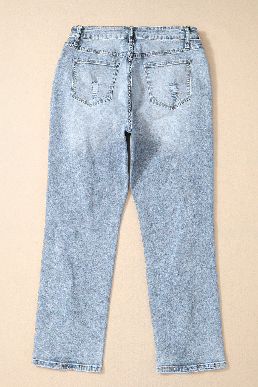 Light Wash Frayed Slim Fit High-Waist Jeans