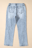 Light Wash Frayed Slim Fit High-Waist Jeans