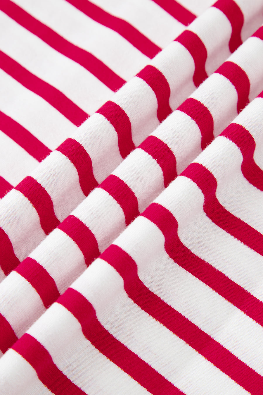 Striped Scalloped Trim Crew Neck Short Sleeve T-Shirt- 5 Colors