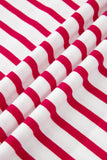 Striped Scalloped Trim Crew Neck Short Sleeve T-Shirt- 5 Colors