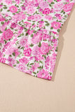 Pink Floral Smocked Puff Sleeve Flowy Midi Dress