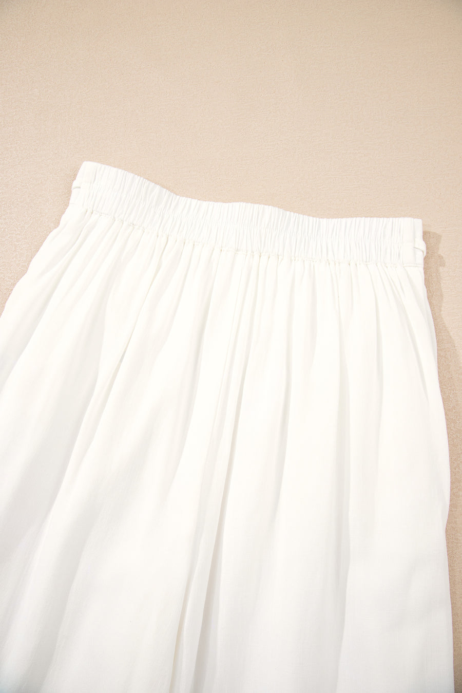 White Pleated Loose Fit Wide Leg Pants