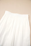 White Pleated Loose Fit Wide Leg Pants