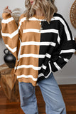 Striped Exposed Seam Patchwork Loose Fit Sweater- 4 Colors