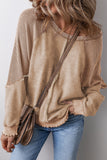 Waffle Knit Patchwork Raglan Sleeve Sweatshirt- 3 Colors