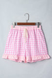Gingham and Striped Ruffle Trim Lace Tie Shorts- 3 Colors
