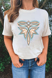 White Boot Stitch Pattern Heat Transfer Printing Cotton Blend Tee