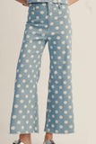 Print Frayed Edge Wide Leg High-Waist Jeans- 7 Styles