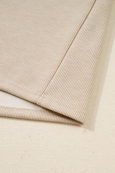 Dark Khaki Drawstring Pullover Hoodie and High Waist Pants Corduroy Suit