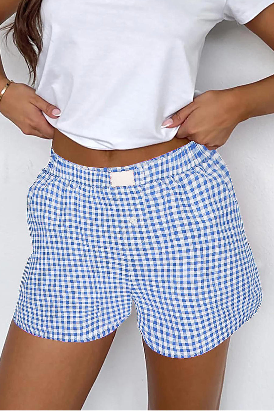 Gingham High-Waisted Loose Wide Leg Shorts- 2 Colors