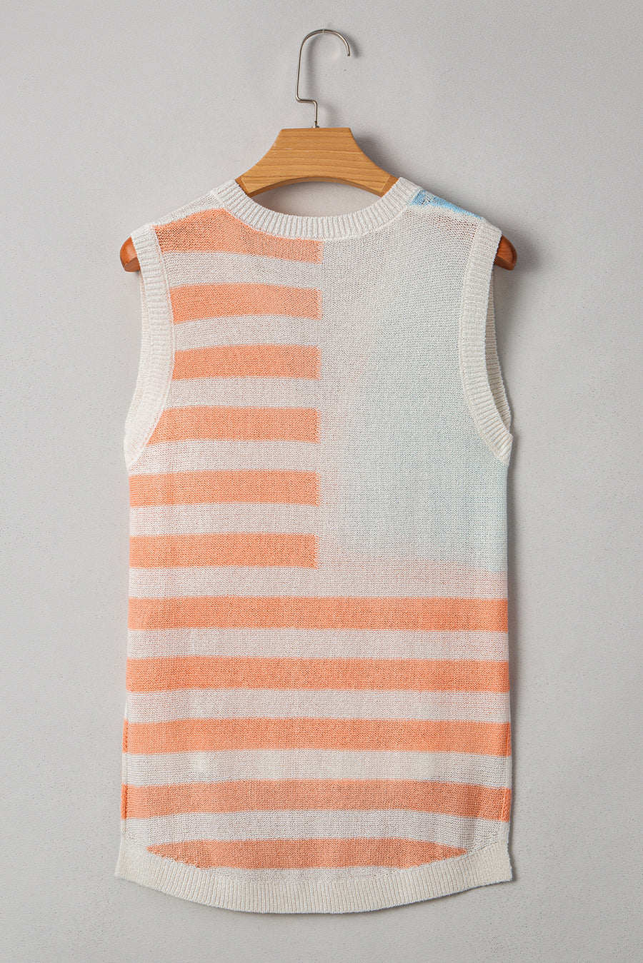 American Flag Notched Neck Loose Knit Vest- 2 Colors