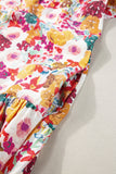 Multicolored Floral Notched Neck Ruffle Mini Dress