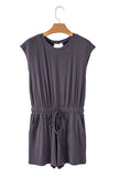 Cut-Out Back Drawstring Knit Romper- 2 Colors