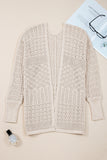 Redwood Burl Mix Pattern Hollow Knit Open Front Cardigan