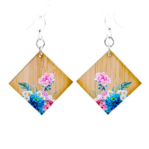 Floral Artistry Bamboo Earrings #978