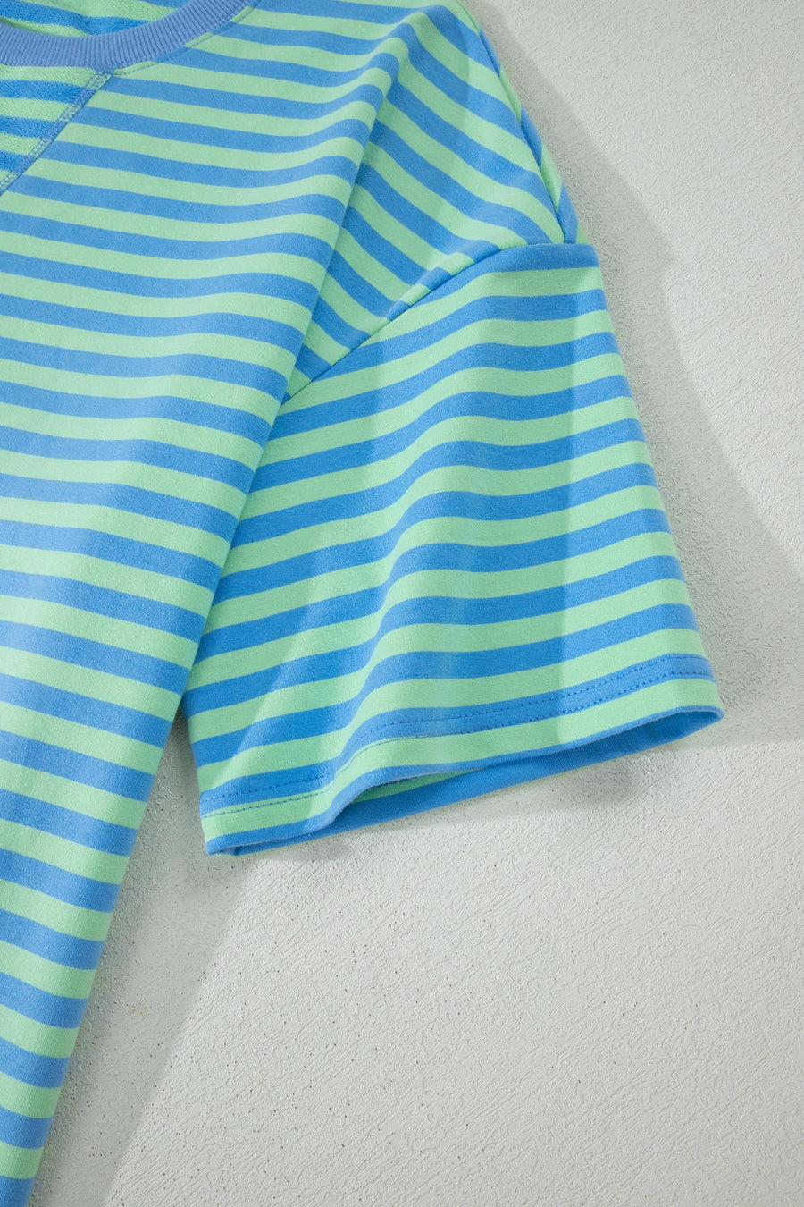 Striped Ribbed Short Sleeve T-Shirt and Shorts Set- 3 Colors