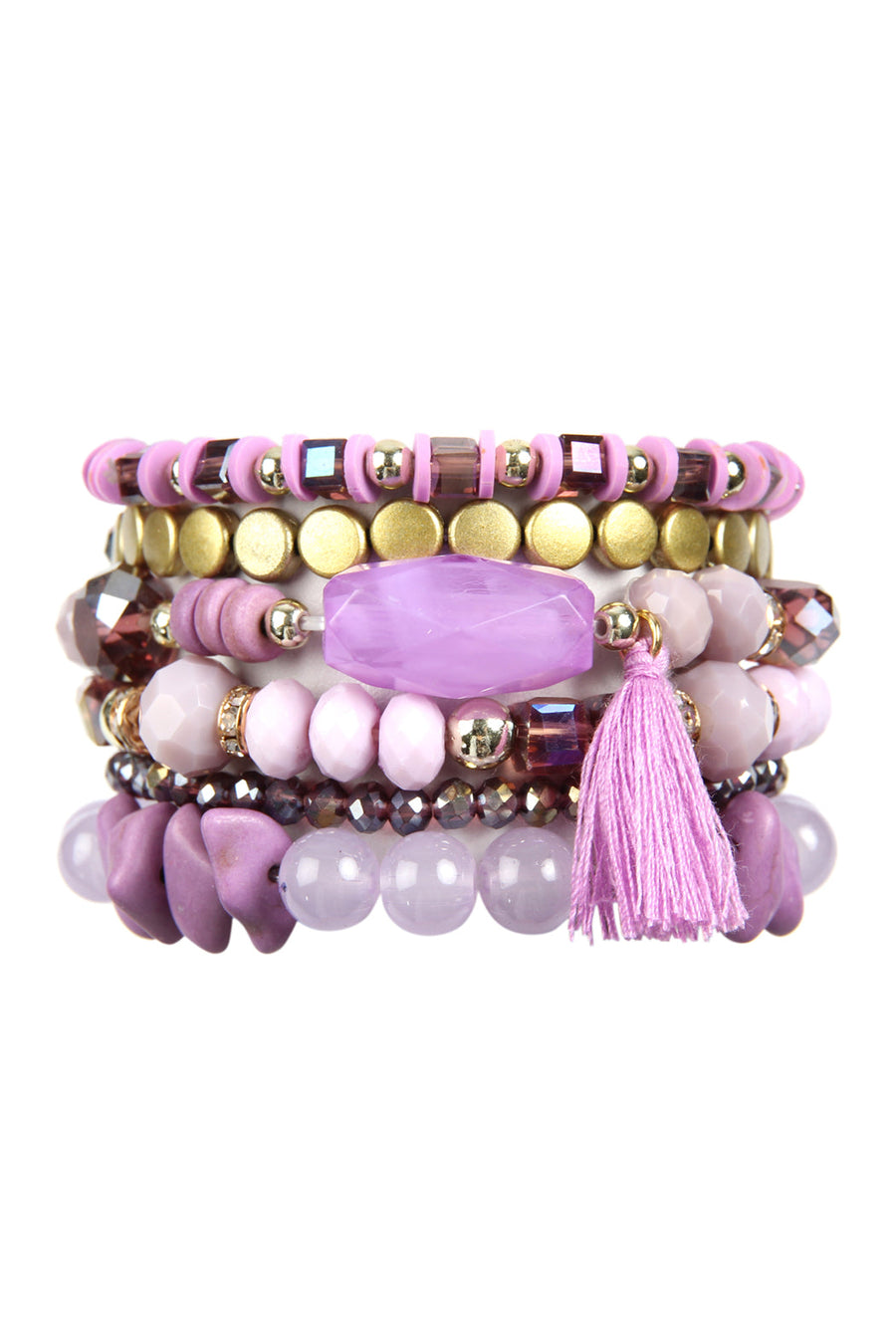 Beaded Stretch Tassel Charm Bracelet- 8 Colors