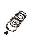 Beaded Stretch Tassel Charm Bracelet- 8 Colors