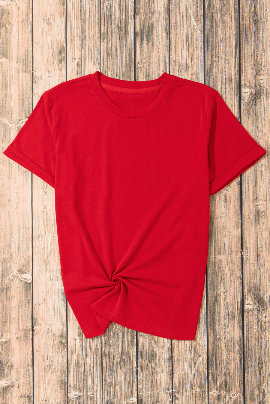 Basic Crew Neck Rolled Sleeve T-Shirt- 12 Colors